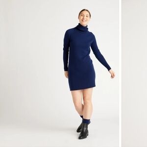 Victoria's Secret Moda International Blue Turtleneck Cable Knit Sweater Dress